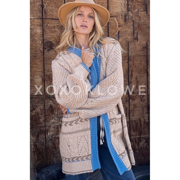 POL Aztec Knit Cardigan Open Front Relaxed Fit - Picture 9 of 11